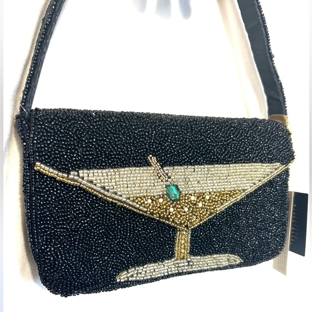 🍸🍸MADE IN INDIA STUNNING VIRAL HANDCRAFTED BEADED MARTINI BAG🍸🍸NWT